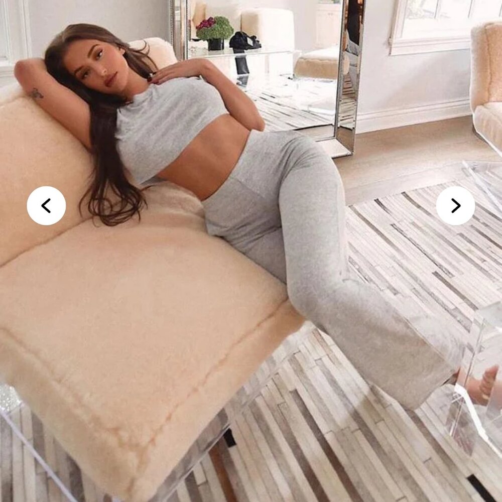 Fashion Nova Net & Chill Set Heather Grey